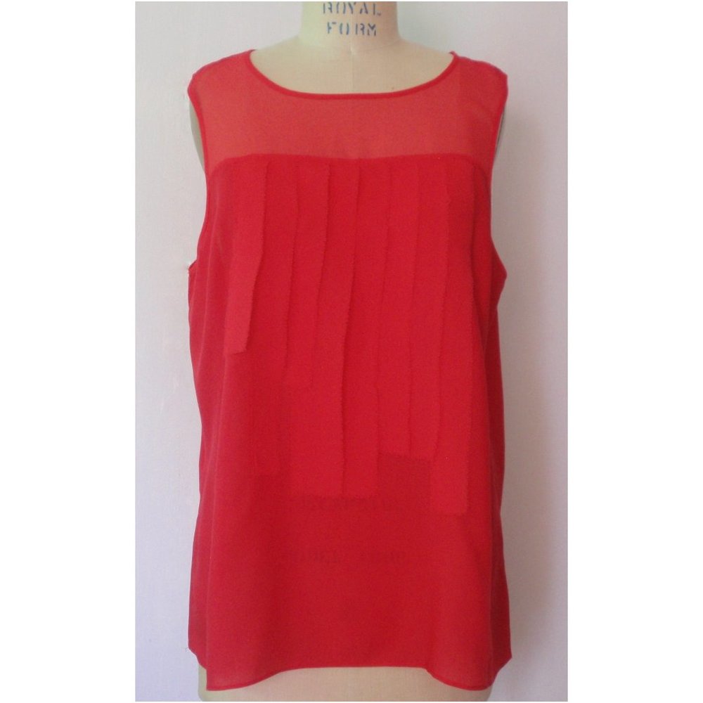 GAP CERISE CHIFFON TRIM SLEEVELESS TANK TOP L